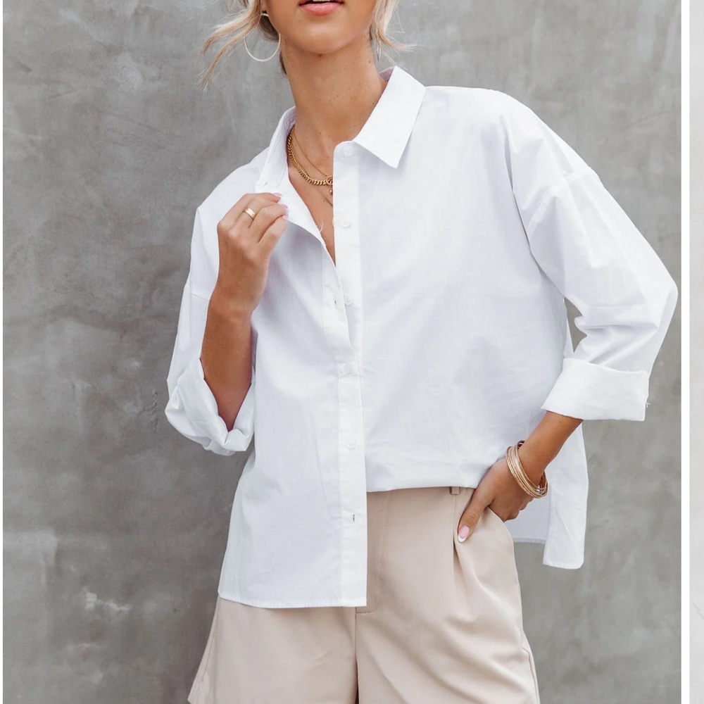 White, Cotton Button Down Top - image 1